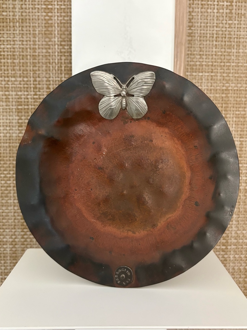 Jan Barboglio Hand Forged Iron Butterfly Dish or Saucer Signed